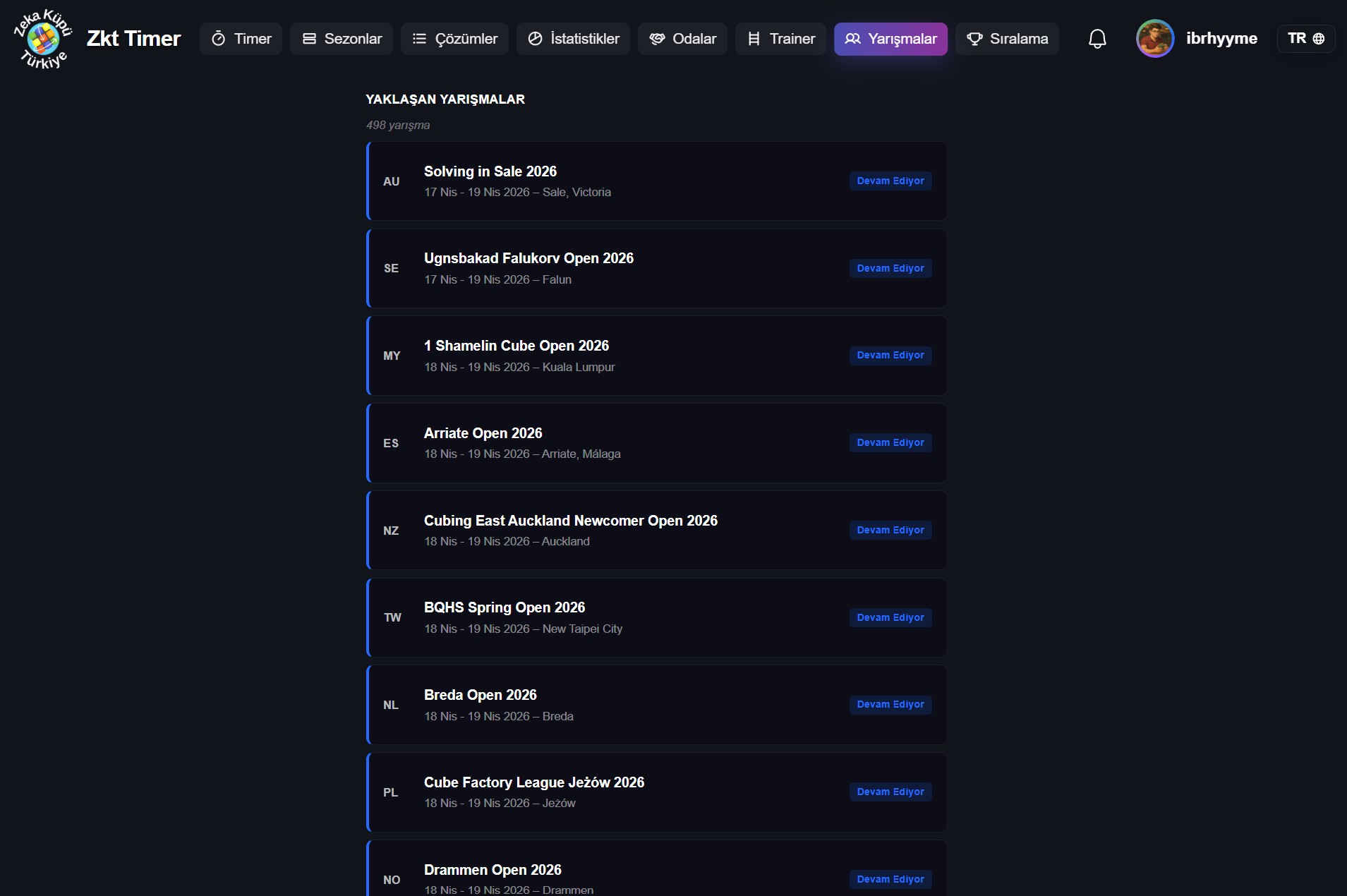 WCA competition detail page preview